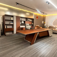 Nouveau bureau de direction haut de gamme en bois massif de style chinois avec chaise et tiroirs intégrés, luxe léger pour usage commercial