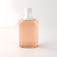 Bouteille plate transparente de boisson alcoolisée en plastique PET de qualité alimentaire de 200ml avec bouchon inviolable blanc