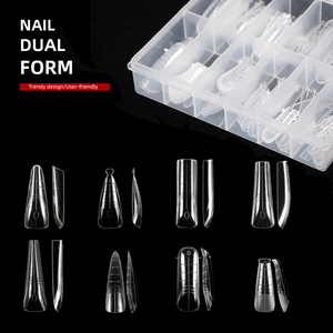 Custom Logo Coffin Square Ballerina <b>Nail</b> Dual Forms Poly Gel Quick Building Finger <b>Extension</b> Mold Tips - Product Image 1
