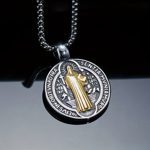 <span class=keywords><strong>Collier</strong></span> pendentif Z141 en alliage, motif papillon orthodoxe Jésus Saint Benoît, double face, vintage, motif foi, <span class=keywords><strong>collier</strong></span> ras du cou pour <span class=keywords><strong>chat</strong></span> et chien - Product Image 3