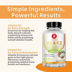 Fabrika OEM/ODM takviyeleri toptan D3 + K2 kapsül Immunity ve kalp sağlığı yetişkinler bağışıklık vitaminleri takviyeleri artırmak destekler - Product Image 3