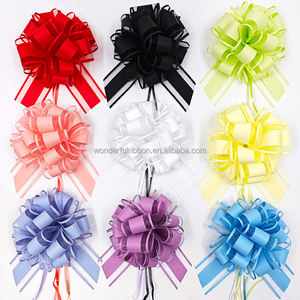 Magnifique nœud en organza uni avec pompon, ruban à tirer pour décoration de Noël ou de mariage - Product Image 1