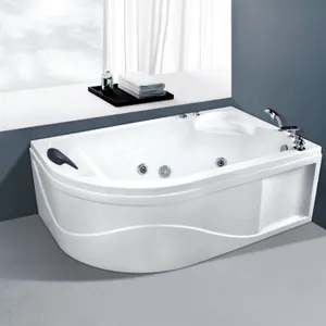 Bañera independiente de plástico acrílico, bañera de hidromasaje cuadrada y blanca