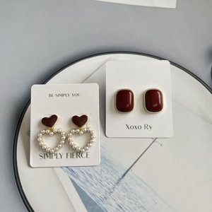 Stampa del logo della carta del supporto dell'esposizione dell'orecchino di carta bianca ecologica personalizzata per le carte di visualizzazione dell'imballaggio del perno dell'orecchio dei gioielli con il foro - Product Image 4