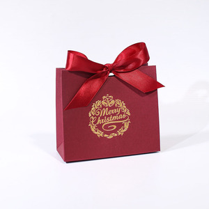 Luxury Christmas Gift Bag Wedding Candy Chocolate Packaging Custom <b>Paper</b> Shopping Bags with Ribbon Bowknot - Product Image 4