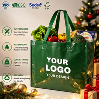 Sac non tissé personnalisé avec logo, certifié ISO, en matériaux durables, bords cousus, pour cadeaux de Noël, présentation de marque, vente en gros