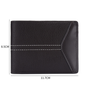 <b>Men's</b> Slim Genuine Leather <b>Wallet</b> Short Fold Card Holder <b>Brown</b> Black Striped Design Compact Minimalist Made in Bangladesh - Product Image 2