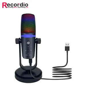 GAM-86FX Microfone USB Computador Condensador Gaming Mic para PC Laptop Telefone Headphone Saída Volume Control USB LED Mudo Botão