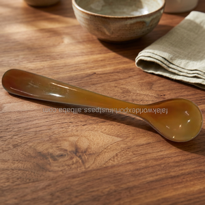 Cuillère à long manche en corne de buffle véritable, motif naturel et logo personnalisé, taille et design variés, utilisations multiples - Product Image 3