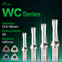 Foret en U indexable 3D série WC avec plaquettes WCMT, résistance à la dureté et aux vibrations 42CrMo, refroidissement interne pour le perçage de l'acier