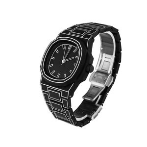 Reloj de Cuarzo Casual para Hombre, Venta al por Mayor, Diseño Moderno con Rayas Blancas y Negras, Estilo Graffiti, Reloj de Plástico para Hombre, Estilo de Dibujos Animados - Product Image 3