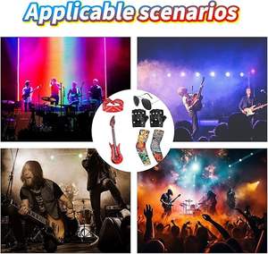 Kit d'accessoires de costume pour enfants 7 pièces, ensemble rock star, punk, heavy metal, déguisement pour garçons et filles, fête, cosplay, déguisement, fête à thème - Product Image 6