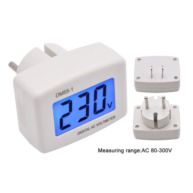 DM55-1 LCD Display Digital Plug AC 80- 300V Voltmeter Electric US EU Socket Plug Volt Voltage Power Meter Monitor Tester 220V