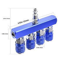 Raccord rapide pneumatique en acier de type américain 2/3/4/5 voies pour distribution d'air, coupleur rapide