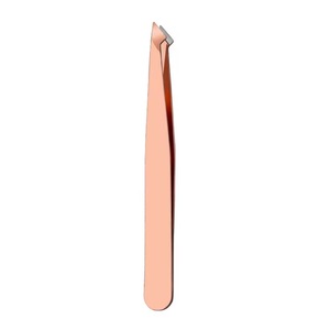 Rose Gold Stainless Steel Tweezers Flat Pointed Slanted Heads Precision Grip <b>Tool</b> for Eyebrow Eyelash Grooming - Product Image 6