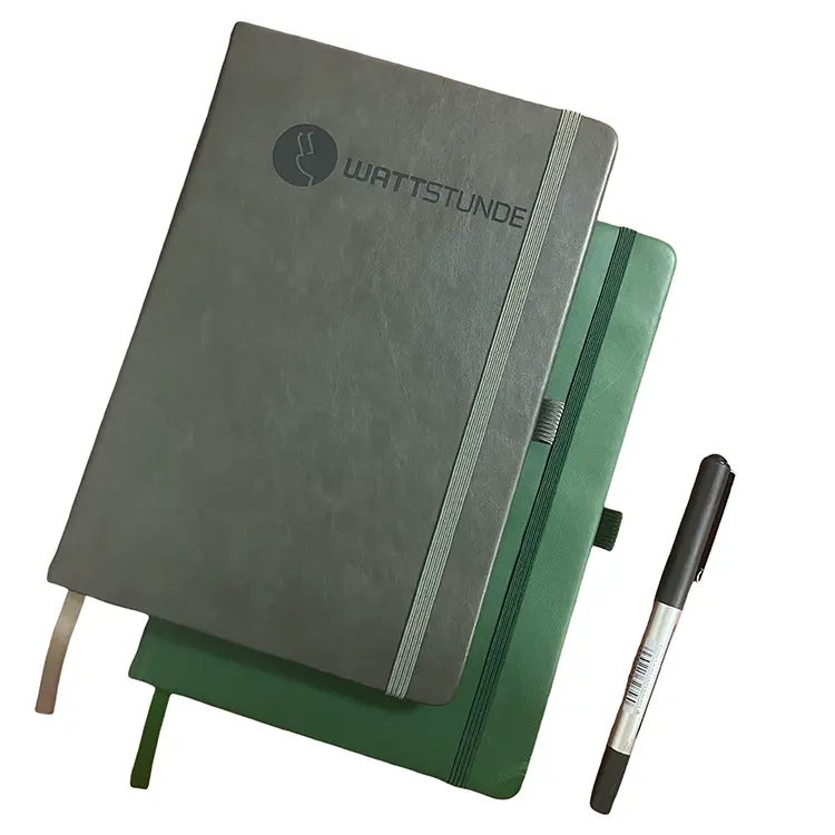 Notebook kulit A5 kustom dengan band elastis, notebook buku harian kulit 2024 notebook dipersonalisasi