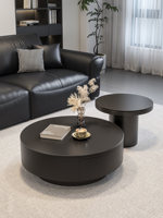 Table basse en métal de style italien, luxe léger, haut de gamme, plateau en dalle de pierre, rangement intégré, design moderne et minimaliste pour salons de petite taille
