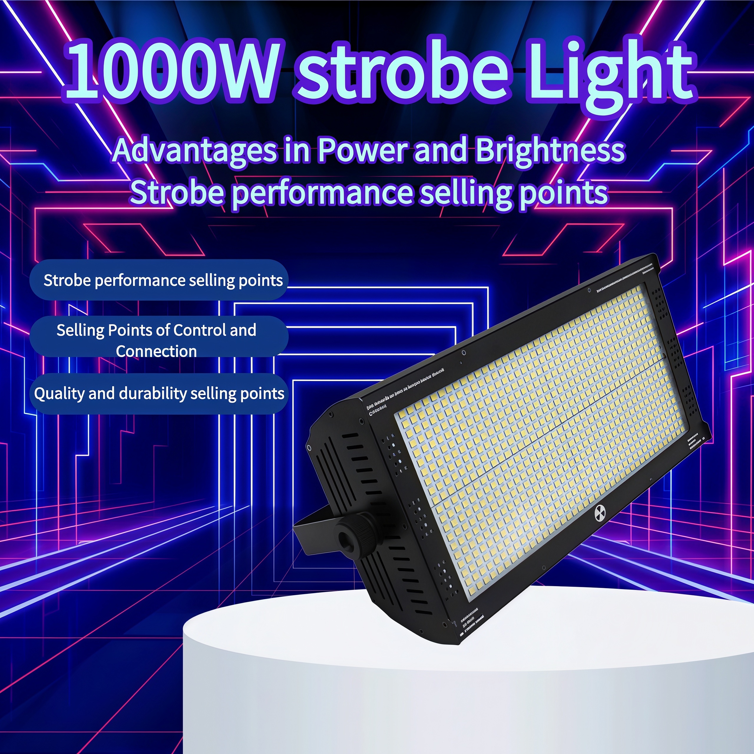 Good Quality Super 1000W RGBW LED Strobe Light for Live Show Theater Club DMX512 Compatible Warm White