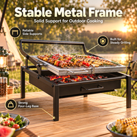 Barbecue portable moderne en acier inoxydable avec grille rotative et hauteur réglable, pour camping en extérieur et grillades à domicile