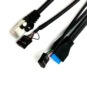 С двойным USB-2,0 кабелем и двойным USB-3,0 кабелем и HD-аудиоразъемом и RJ45