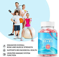 Gummies véganes de vitamines D3 et B12 à marque privée pour le soutien des os, des muscles et du système immunitaire, favorisant une meilleure santé globale