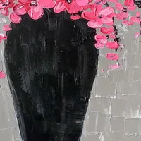 Décoration d'intérieur moderne, peinture à l'huile abstraite 3D sur toile, motif de fleurs rouges, texture épaisse, travail manuel, art au couteau, pour la décoration de fond