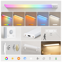 Barre lumineuse LED sous-armoire rechargeable magnétique à détecteur de mouvement RGB multicolore 40 cm pour armoire, placard, étagère