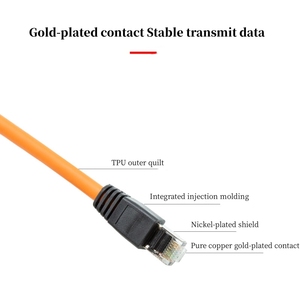 Câble M12 à <span class=keywords><strong>RJ45</strong></span> <span class=keywords><strong>Cat7</strong></span> dix gigabits chaîne de traînée haute Flexible 4 noyaux 8 cœurs câble de capteur de caméra industrielle codé de Type ADX - Product Image 3