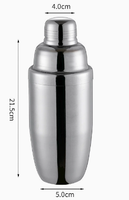Shaker à trois sections en acier inoxydable, accessoires de bar, réutilisable et lavable