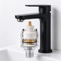 Robinet de lavabo thermostatique moderne monocommande monotrou en acier inoxydable 304 brossé à poser sur le plan de travail pour salle de bain, garantie 5 ans