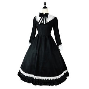 Maid Costume Long Sleeve White Black Lace Dress Adult Women Anime Cosplay Outfit - Product Image 5