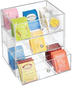 ขายส่งอะคริลิคใสห้องครัว Organizer 3ลิ้นชักเก็บกล่องสำหรับถุงชากาแฟแคปซูลชาหน้าอก - Product Image 1
