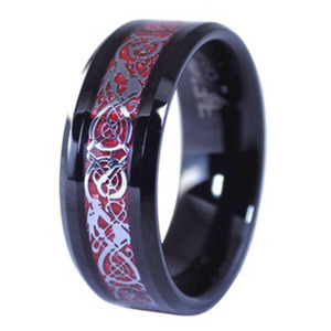 <strong>Men</strong> Blue <strong>Celtic</strong> Dragon Two Tone Blue Black Color Tungsten Carbide Male <strong>Ring</strong> - Product Image 2