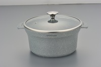 Ensembles de casseroles rondes de cuisine avec revêtement en céramique granit antiadhésif et accessoires en acier inoxydable