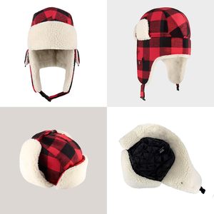 Chapeau de trappeur d'hiver à carreaux Lumberjack avec protège-oreilles et sangle sous le menton, coupe-vent pour l'extérieur, bonnet de ski unisexe pour adulte PT201 - Product Image 2