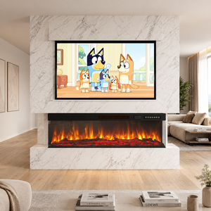 Chimenea Eléctrica Empotrable con Vista de Vidrio de 3 Lados, <span class=keywords><strong>Calefactor</strong></span> de 1500W, Ajustable, Moderna, Metálica, Decorativa, para Uso en Hogar <span class=keywords><strong>y</strong></span> Hotel - Product Image 1