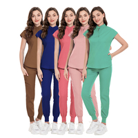 Ensemble de blouses d'infirmière de couleur unie pour femmes, uniforme médical confortable et durable, vêtements de travail pour le personnel des hôpitaux et des cliniques dentaires