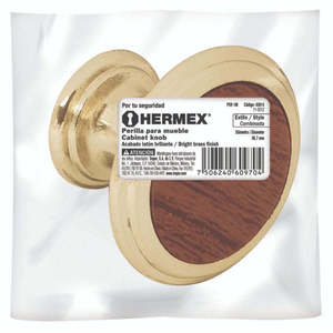 Hermex PER-062 maniglia porta pomello in ottone brillante inserto in legno ellisse PER armadio cassetto armadio cucina acciaio plastica - Product Image 1