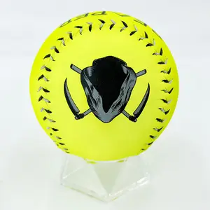 Toptan 12 inç sarı erkek kıdemli PU yumuşak hızlı Pitch softbol eğitim topları