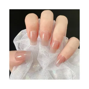 Artificial Fingernails Wholesale Luxury Shinning Stones Press on Nails Coffin French Tip Nails Manicure Acrylic Stick on Nails