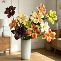 Nieuw design enkelvoudige steel PU kunstmatige open tulpen bloem met bladeren voor thuis- en bruiloftdecoraties