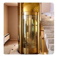 Ascenseur de villa, ascenseur domestique circulaire pour passagers avec hauteur de trajet personnalisée et plafond LED en acrylique