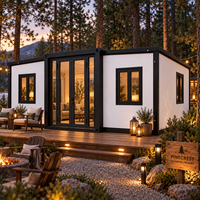 Maison conteneur extensible de 20 pieds pour glamping en forêt, cabane modulaire préfabriquée écologique pour hébergement en station balnéaire