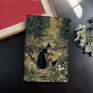 Cahier A6 fait <span class=keywords><strong>à</strong></span> la main Pages remplaçables papier Vintage épais essentiel pour les pros de bureau avec <span class=keywords><strong>sorcière</strong></span> chat noir forêt herbes <span class=keywords><strong>imprimer</strong></span> - Product Image 2