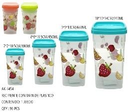 Recipientes de plástico para almacenar alimentos con tapa, 900, 700, 400, 300 ml, juego de 4, incluye 4 cucharas, apilables, para uso en la cocina - Product Image 1