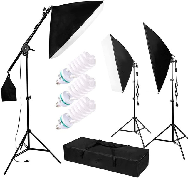 Cheap Softbox Lighting Kit Photography Studio Light Photo Equipment with 150W Bulbs Arm Holder Professional Video SoftBox