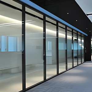 High Quality Slim Modern Aluminium Frosted Glass <strong>Partition</strong> <strong>Wall</strong> for Hall Meeting Rooms Dining Areas Warehouses Exteriors - Product Image 3