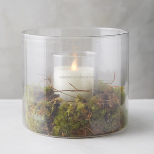 Soplado a mano claro borosilicato doble <span class=keywords><strong>pared</strong></span> cilindro vidrio té luz candelabros - Product Image 3