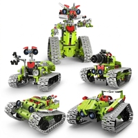 Robot de programmation télécommandé STEM polyvalent 5-en-1 Lunar 2,4 GHz rechargeable en plastique ABS, blocs de construction fantastiques de science-fiction