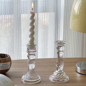 Bougeoir en verre gaufré français, style gobelet vintage, pour table à manger, décoration d'ambiance pour la maison - Product Image 5